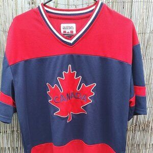 Snowcap Canada V-Neck Jersey Shirt Stitched Patch Red, White, Blue - XL